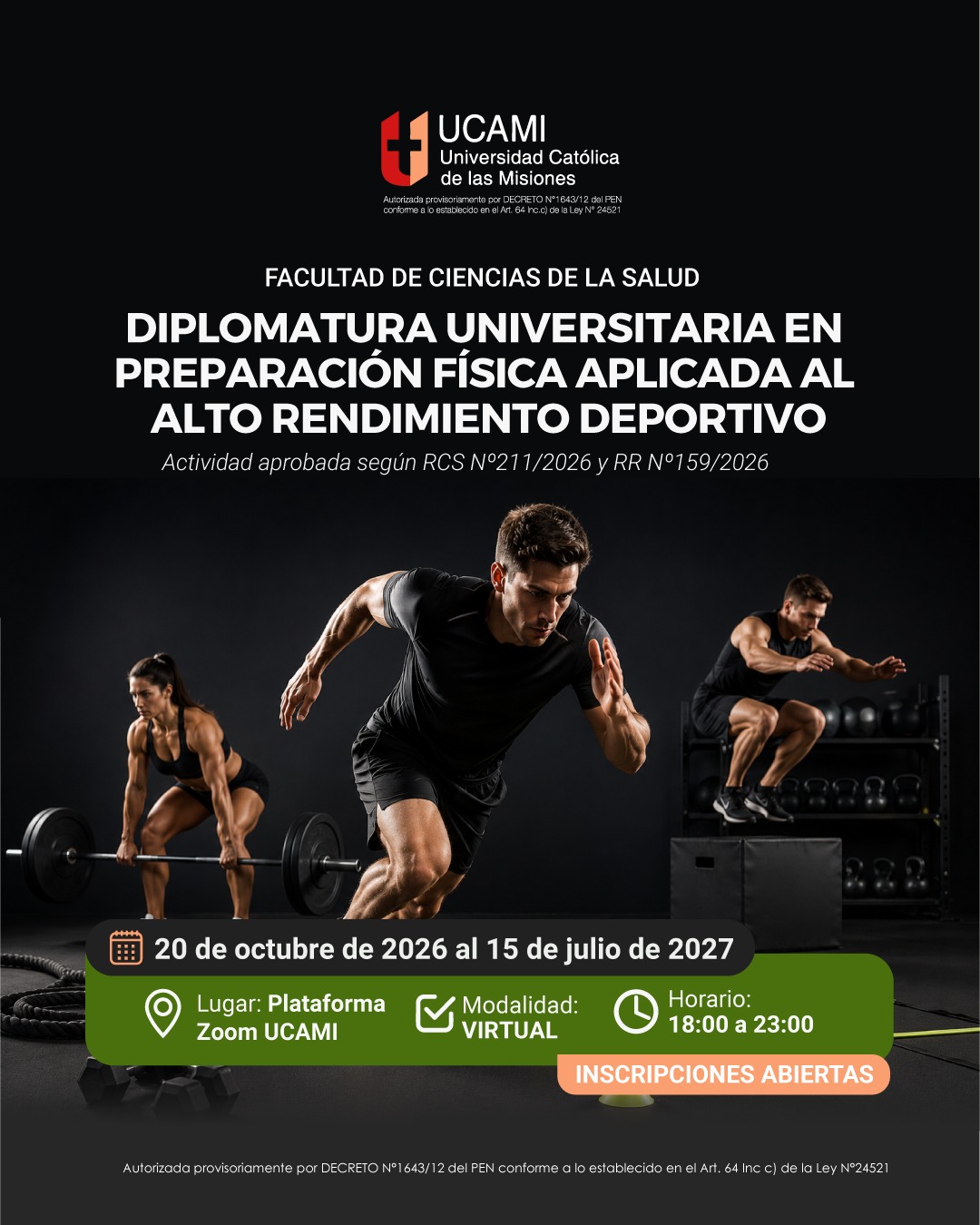 Se encuentran abiertas las inscripciones a la Nueva Diplomatura Universitaria en Preparación Física Aplicada al Alto Rendimiento Deportivo 2